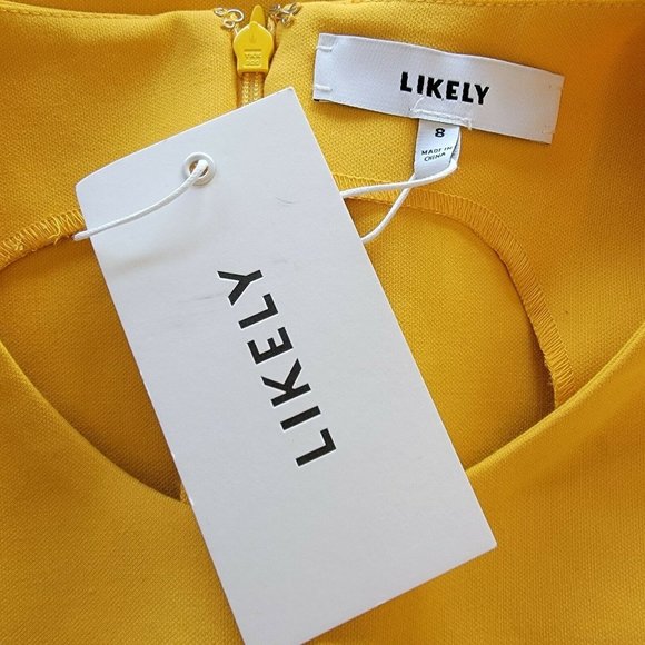 Likely Sleeveless Beckett Bodycon Sheath Peplum Dress Size 8 Yellow NWT! - Picture 3 of 3